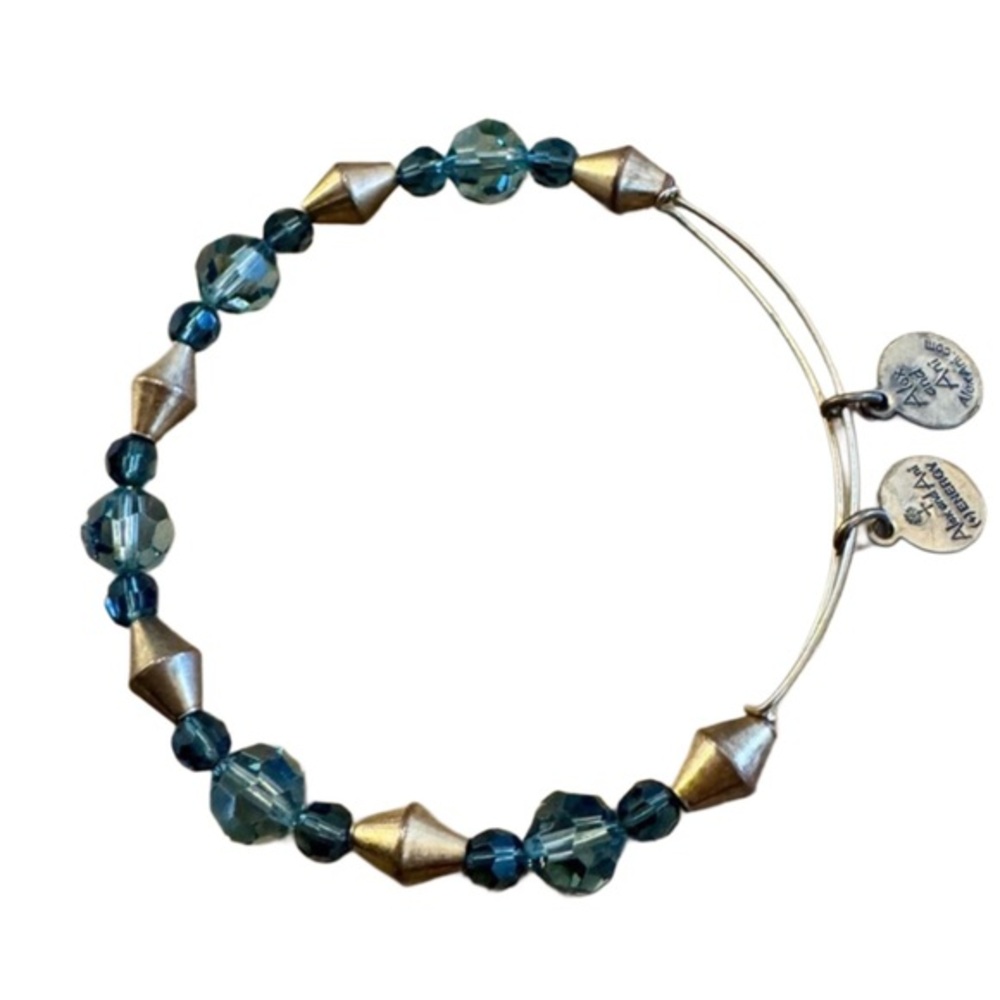 Alex and Ani Teal and Silver Beaded Bracelet
